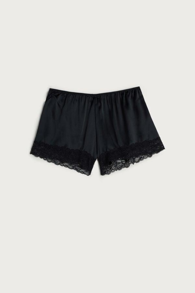 Pijama Dama Intimissimi Silk Shorts Negrii | RO YU2005