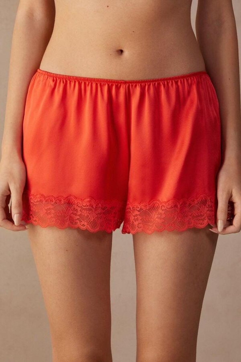 Pijama Dama Intimissimi Silk Shorts Rosii Inchis | RO EX1976