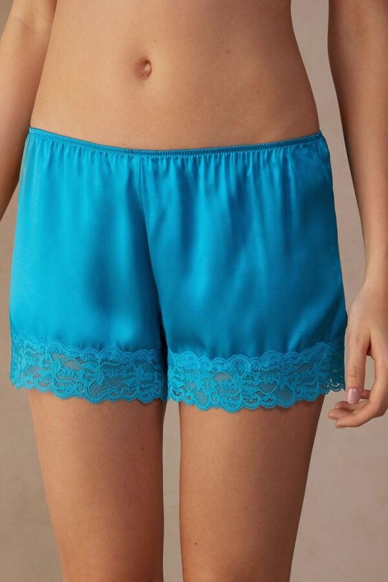 Pijama Dama Intimissimi Silk Shorts Turcoaz | RO YU1979