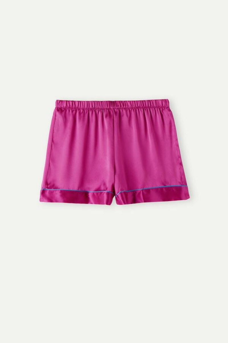 Pijama Dama Intimissimi Silk Shorts with Contrast Trim Roz | RO UT1980