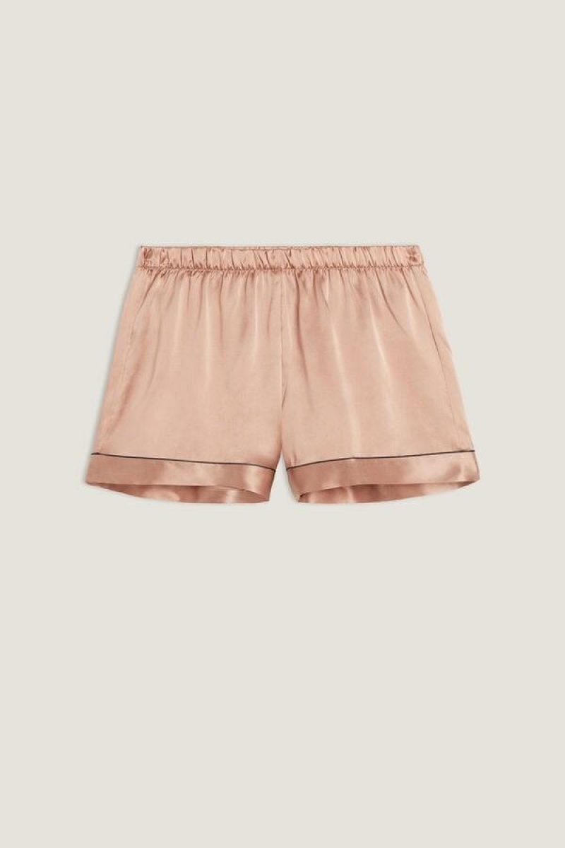 Pijama Dama Intimissimi Silk Shorts with Contrast Trim Roz | RO XF1994