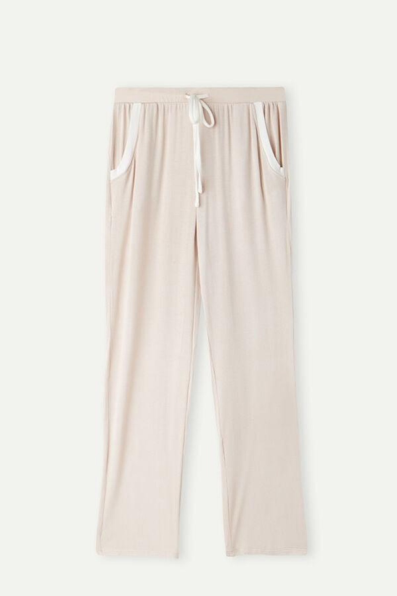 Pijama Dama Intimissimi Simple Elegance Full Length Pants in Modal Roz Albi | RO JJ2042