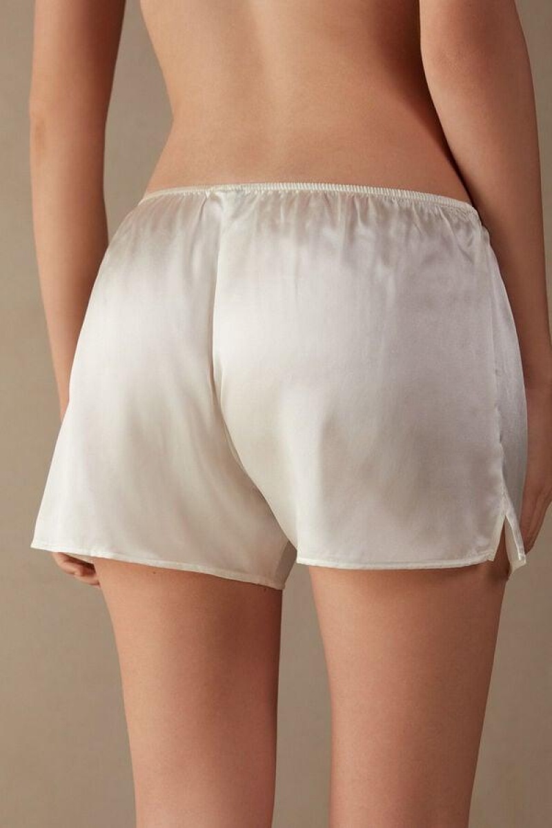 Pijama Dama Intimissimi Smooth Silk-Satin Shorts Albi | RO QZ2000