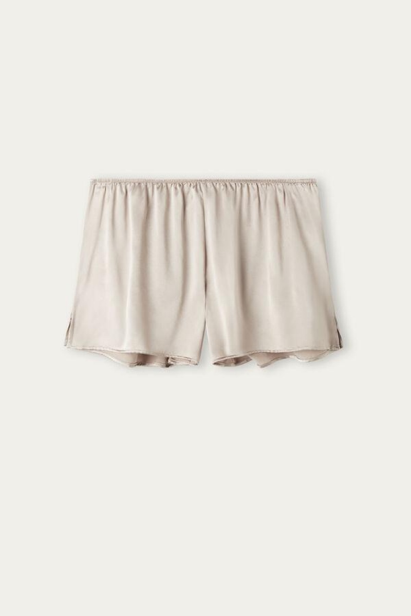 Pijama Dama Intimissimi Smooth Silk-Satin Shorts Bej | RO KI1991