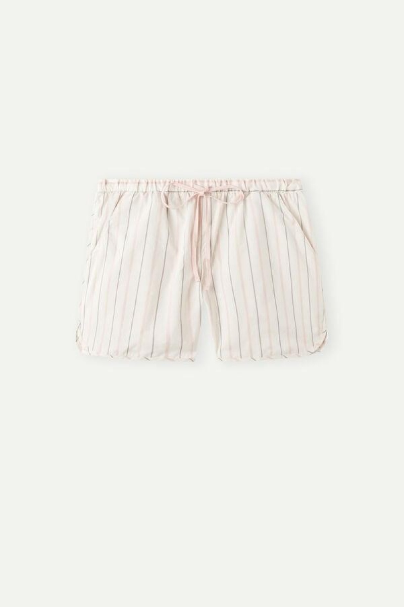 Pijama Dama Intimissimi Soft Spring Bumbac Cloth Shorts Bej Roz | RO BC1971