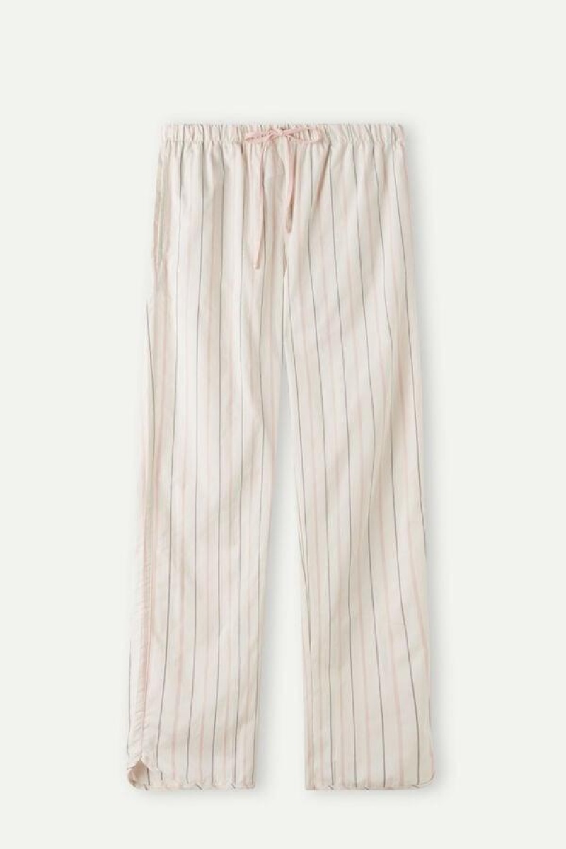 Pijama Dama Intimissimi Soft Spring Full Length Bumbac Cloth Pants Bej Roz | RO YU2031