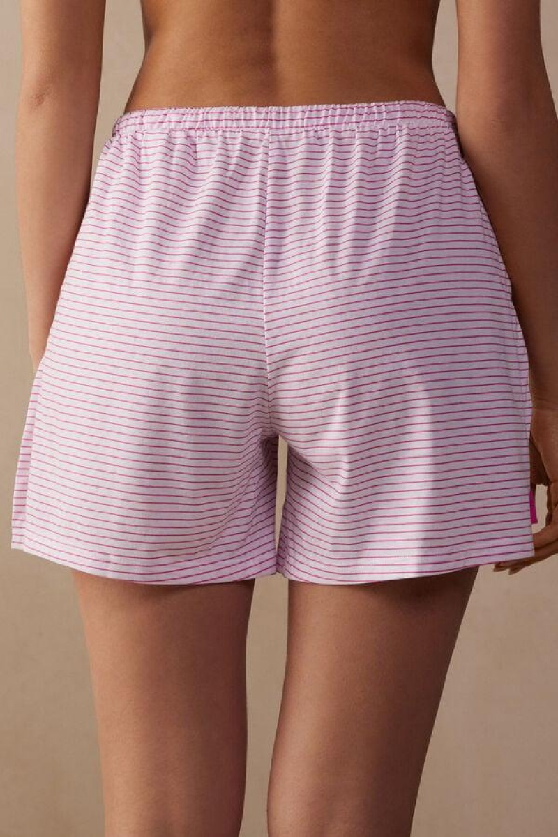 Pijama Dama Intimissimi Strawberry Milkshake Shorts in Supima® Bumbac Roz | RO LH1966