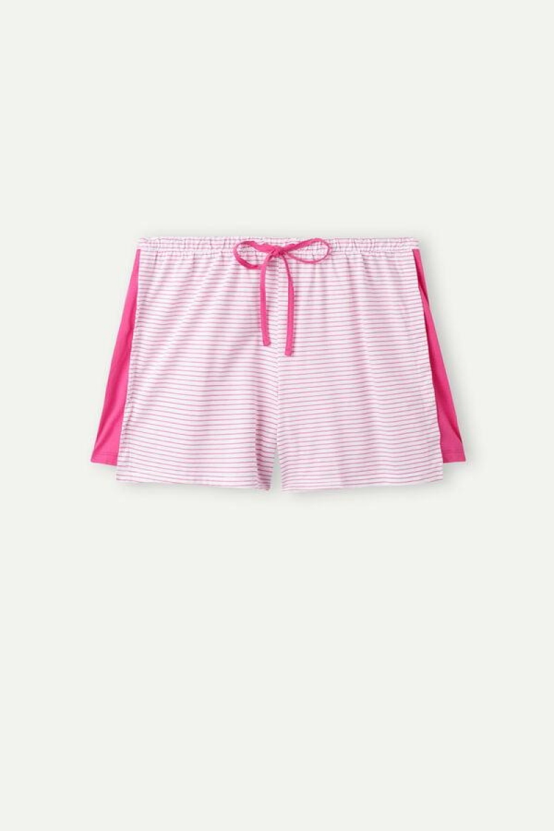 Pijama Dama Intimissimi Strawberry Milkshake Shorts in Supima® Bumbac Roz | RO LH1966