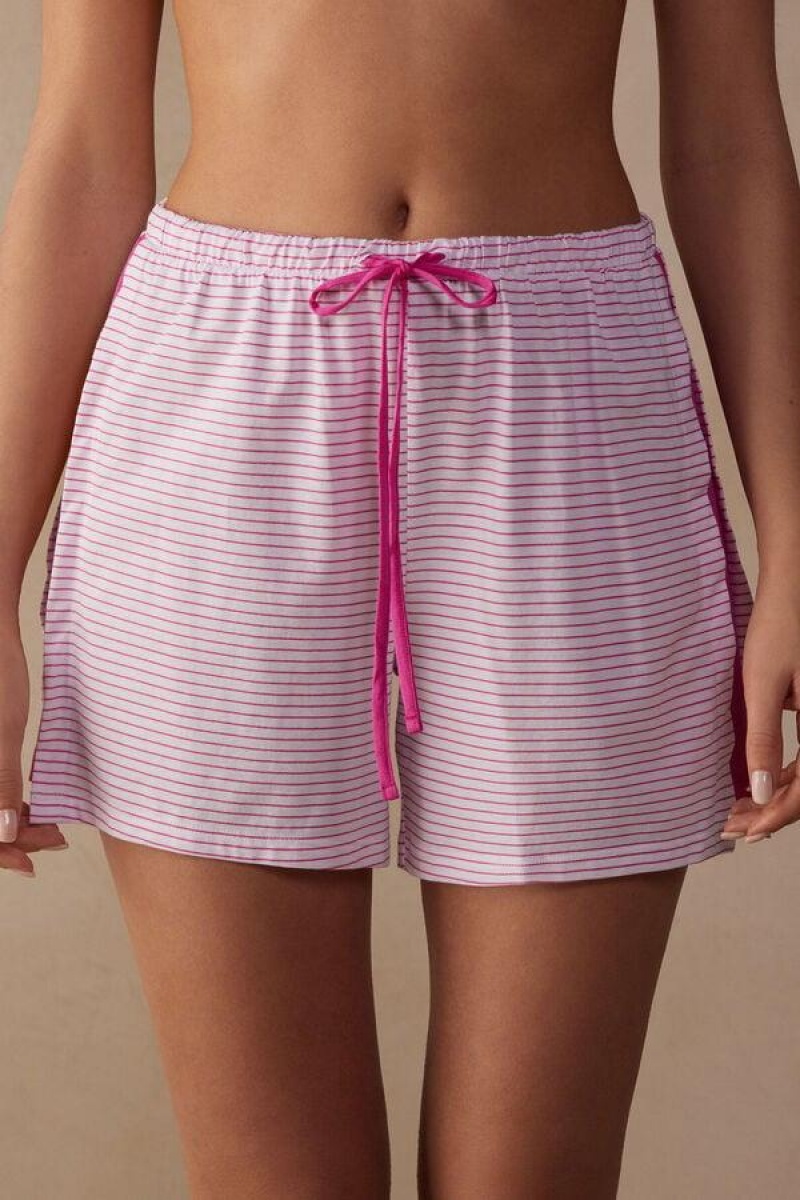 Pijama Dama Intimissimi Strawberry Milkshake Shorts in Supima® Bumbac Roz | RO LH1966