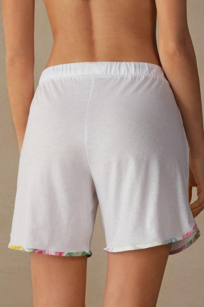 Pijama Dama Intimissimi Summer Garden Shorts in Supima® Ultrafresh Bumbac Albi | RO DN1986