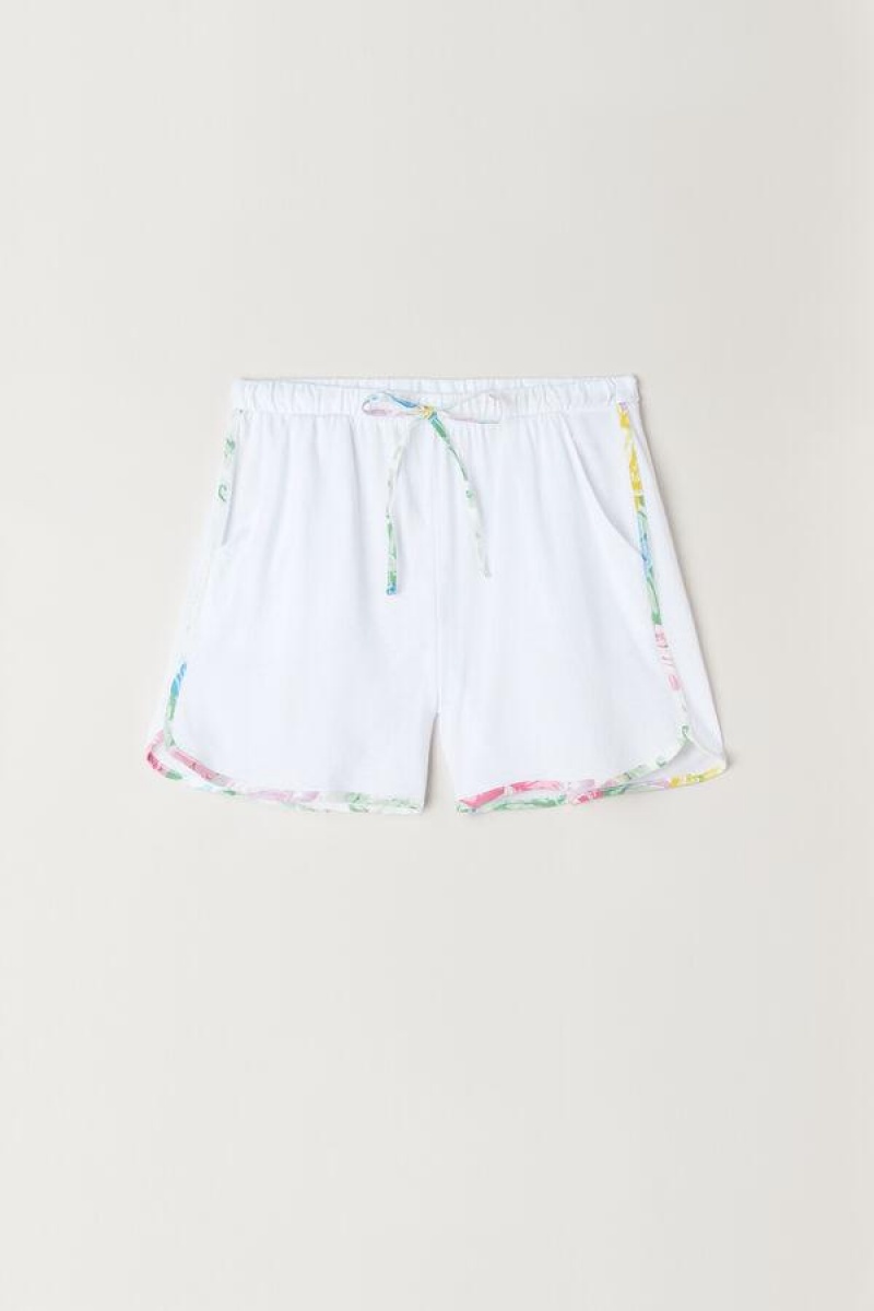 Pijama Dama Intimissimi Summer Garden Shorts in Supima® Ultrafresh Bumbac Albi | RO DN1986