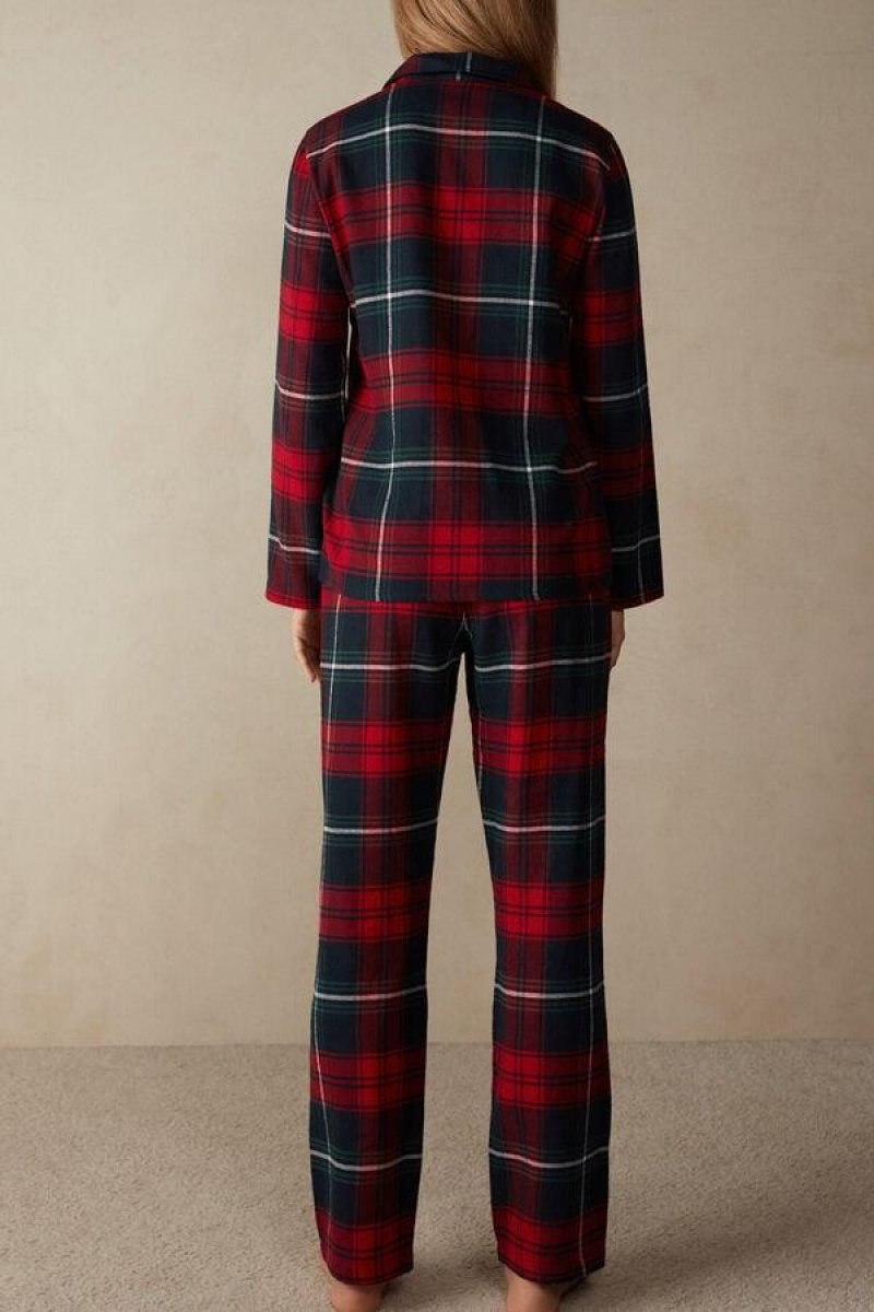 Pijama Dama Intimissimi Tartan Love Brushed Fabric Rosii | RO VD2230