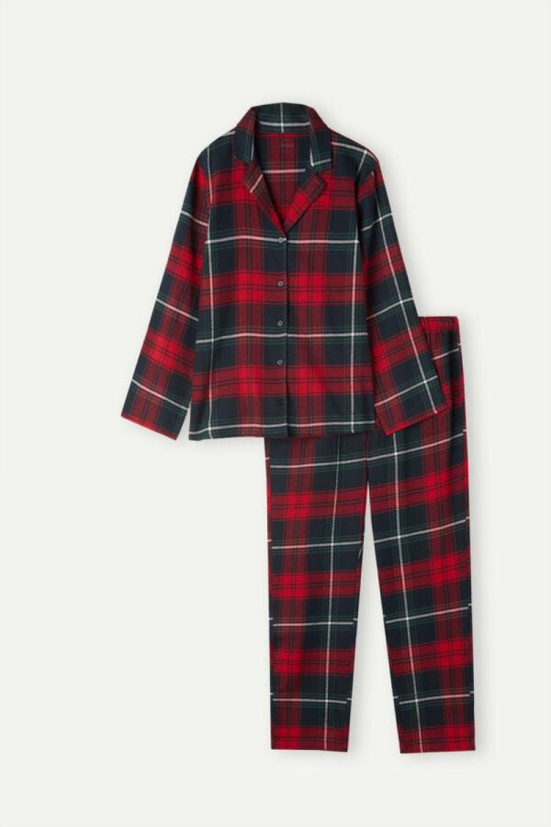 Pijama Dama Intimissimi Tartan Love Brushed Fabric Rosii | RO VD2230