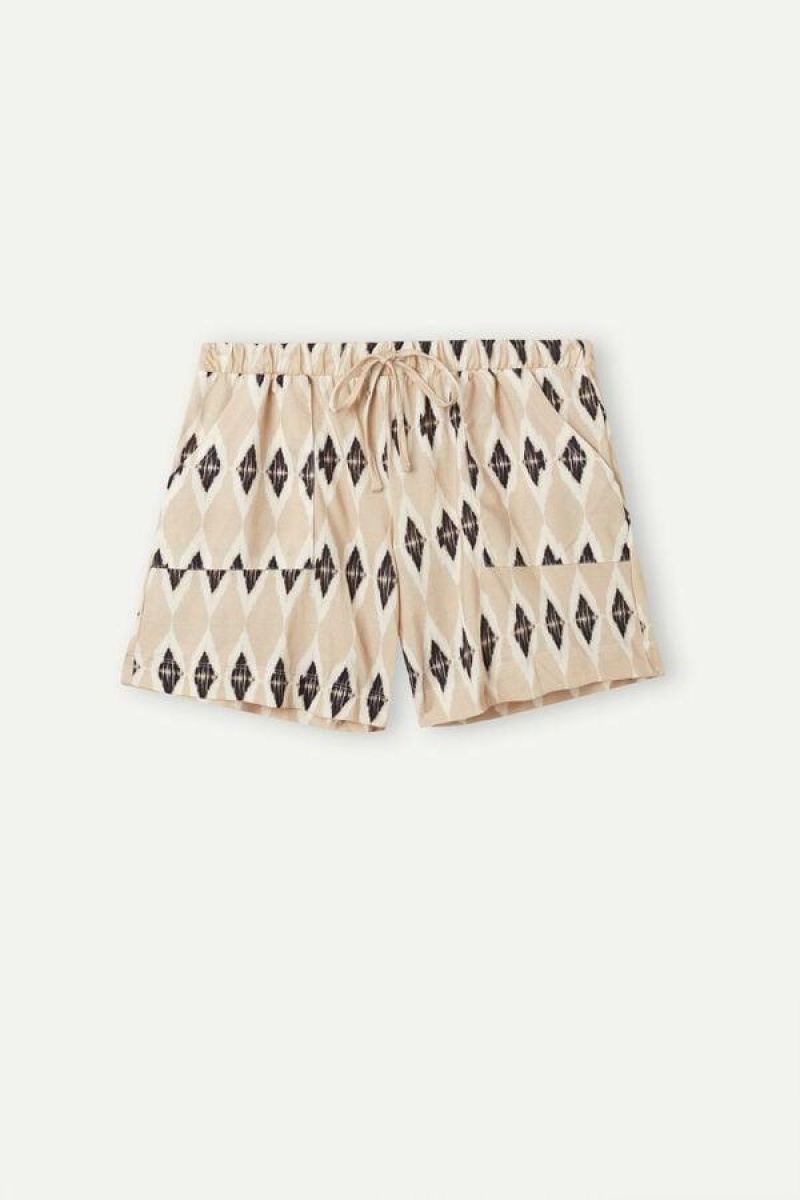 Pijama Dama Intimissimi Urban Nomad Bumbac Shorts Bej | RO PQ1983