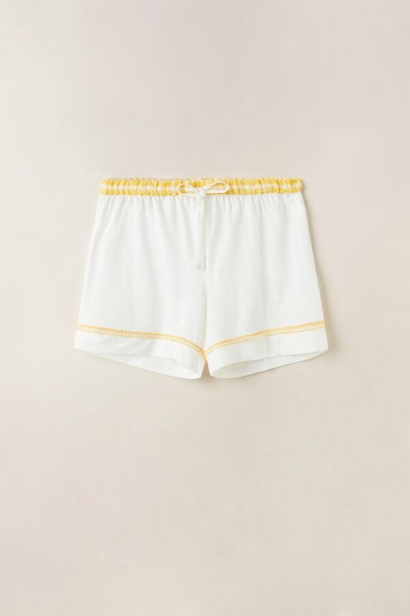 Pijama Dama Intimissimi Yellow Submarine Shorts in Supima® Ultrafresh Bumbac Albi | RO FM1987