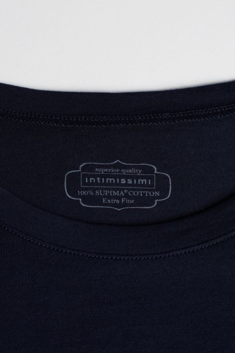 Short Sleeve Dama Intimissimi T-shirt in Ultrafresh Supima® Bumbac Albastri | RO MA1843