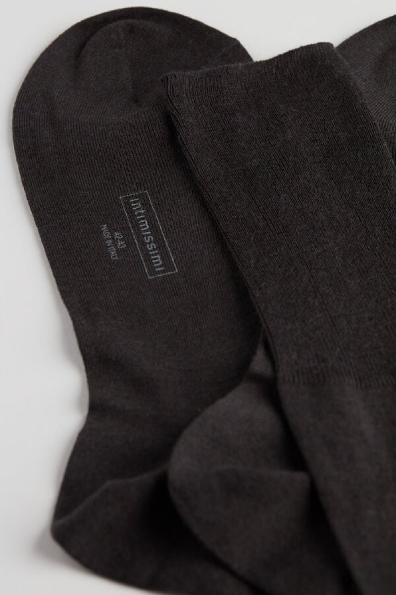 Sosete Barbati Intimissimi Cizme Inalte Cashmere-Silk-Bumbac Blend Gri Inchis | RO OR2772