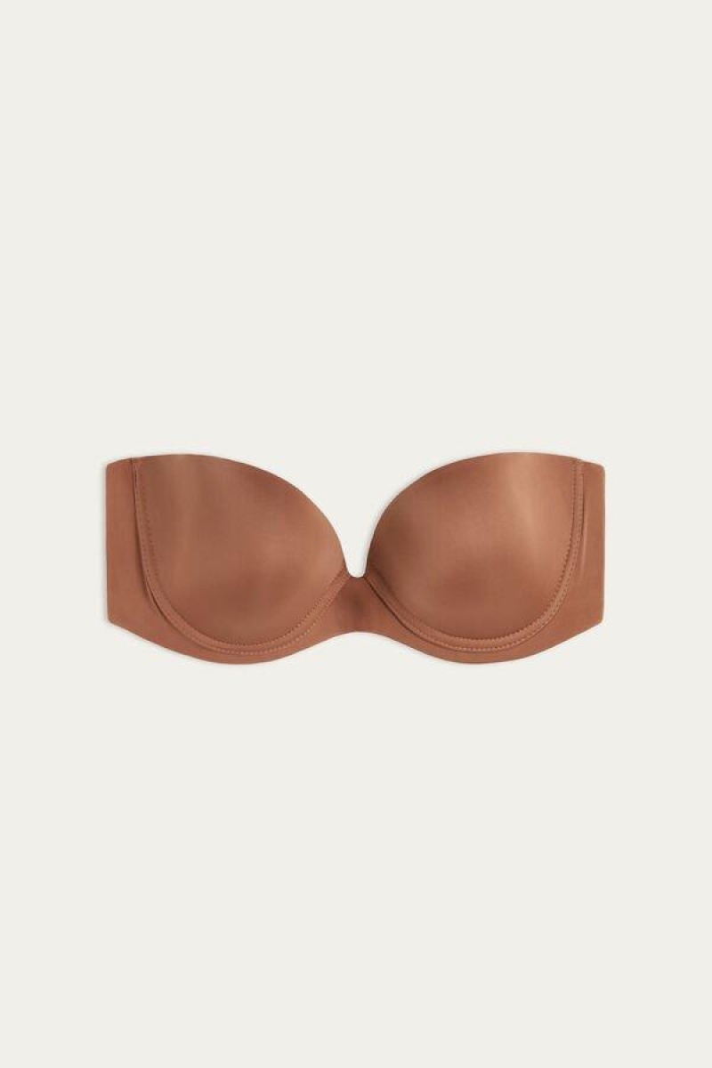 Sutiene Dama Intimissimi Anna Bandeau in Ultralight Microfiber Bej Inchis | RO HK1209