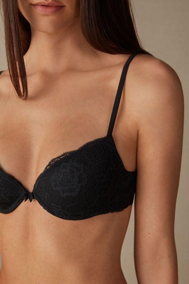 Sutiene Dama Intimissimi Bellissima Dantela Push-Up Negrii | RO RW1327