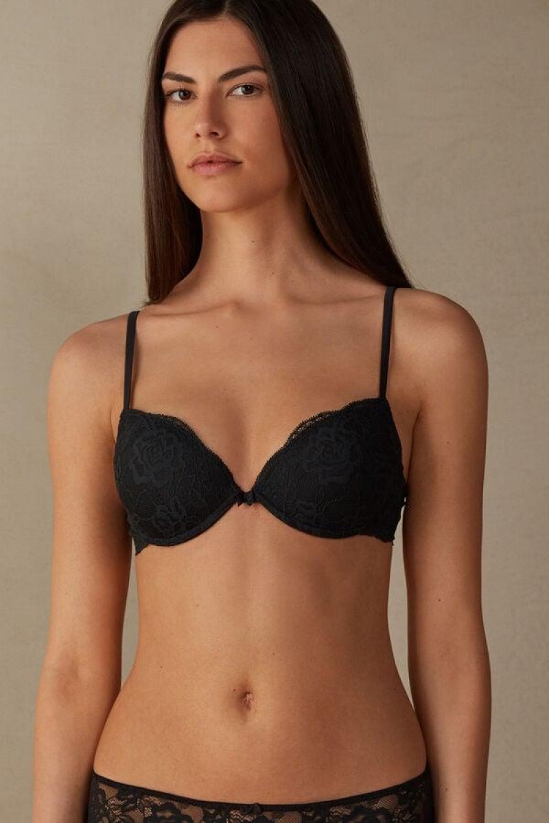 Sutiene Dama Intimissimi Bellissima Dantela Push-Up Negrii | RO RW1327