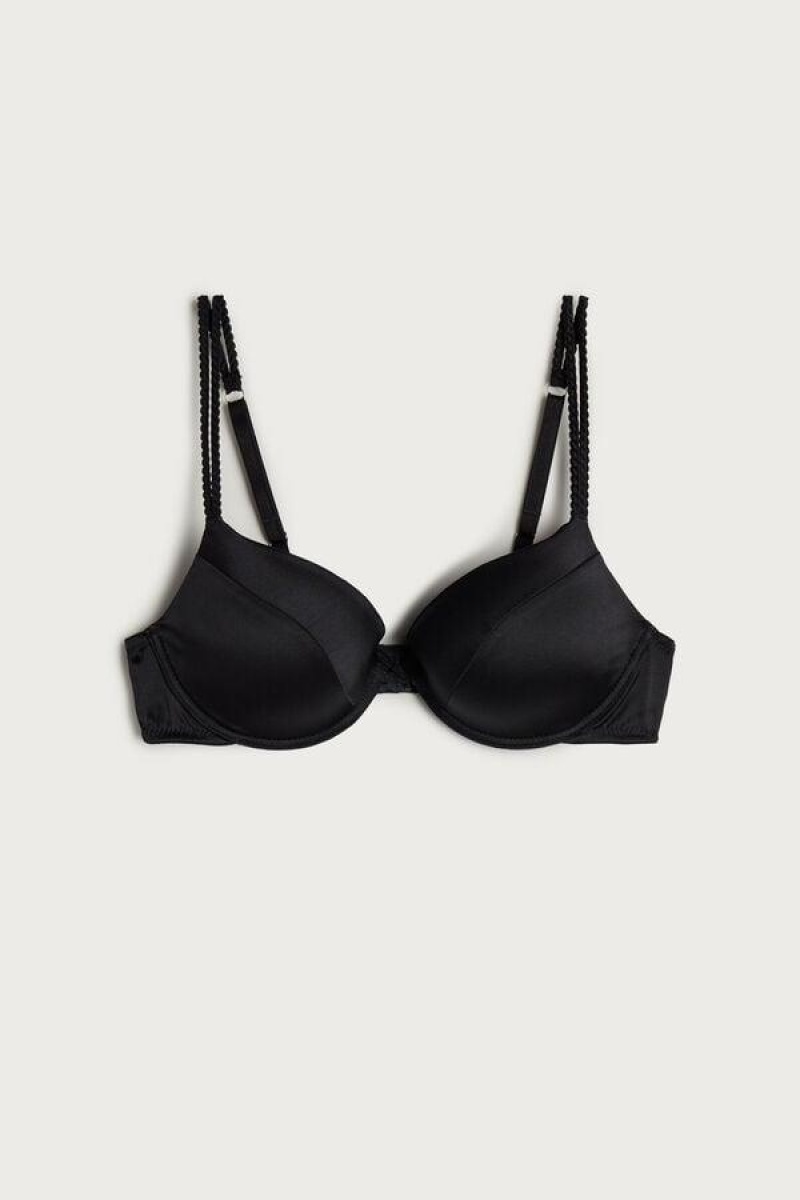 Sutiene Dama Intimissimi Bellissima Silk Push-Up Negrii | RO SO1335