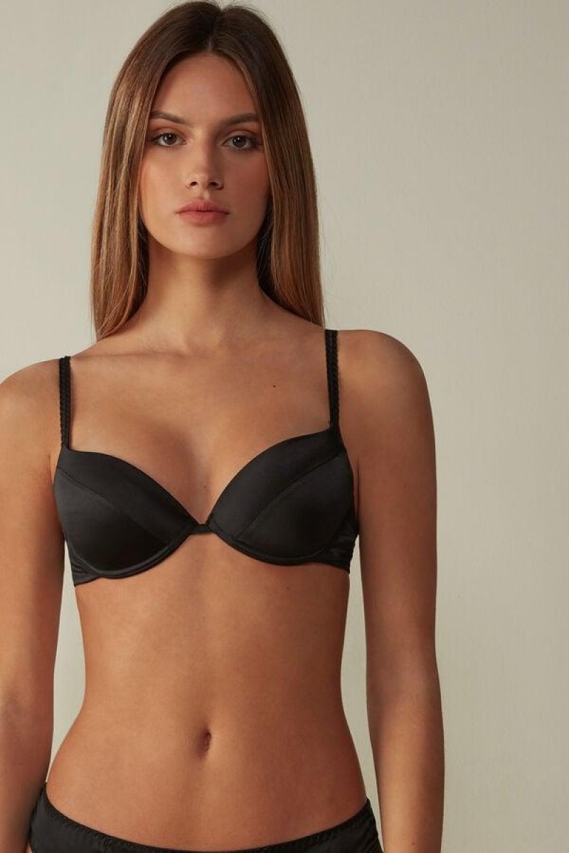 Sutiene Dama Intimissimi Bellissima Silk Push-Up Negrii | RO SO1335