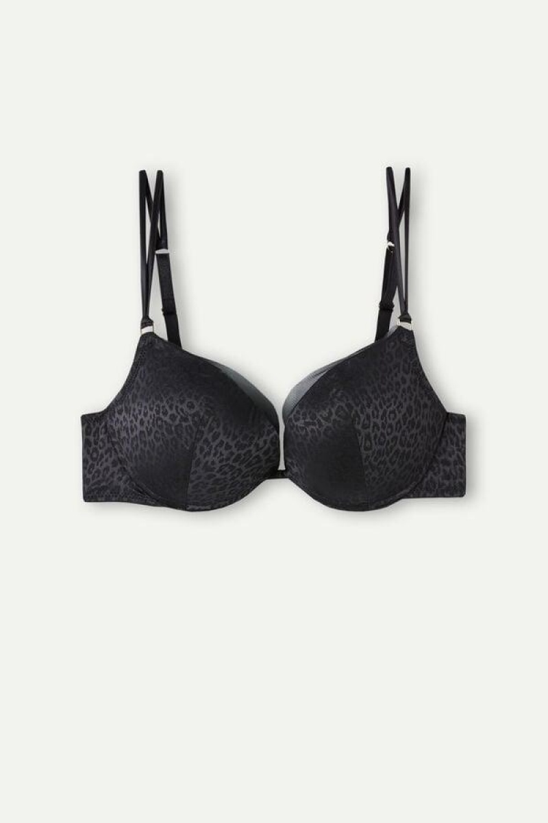 Sutiene Dama Intimissimi Cool Minimal Simona Super Push-up Negrii | RO OR1280