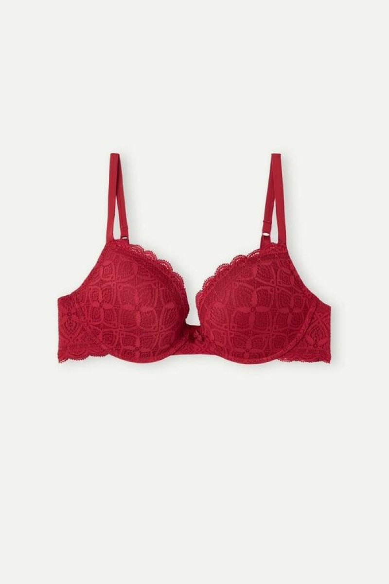 Sutiene Dama Intimissimi Elettra Super Push-up in Dantela Rosii | RO PQ1307