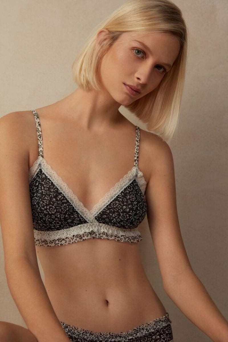 Sutiene Dama Intimissimi Emma A Floral Affair Triangle Negrii | RO KI1159