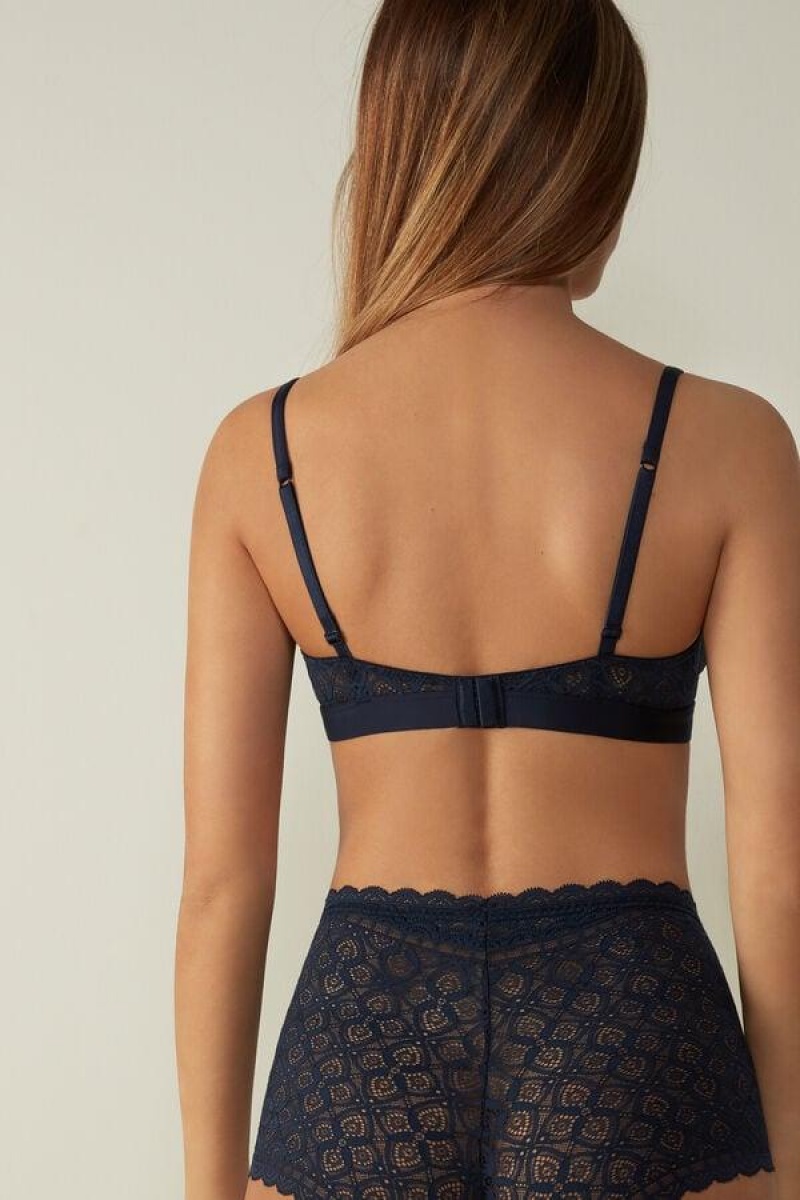 Sutiene Dama Intimissimi Emma Triangle in Dantela Albastri | RO NB1400