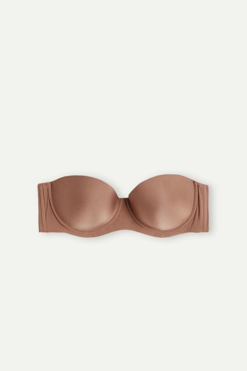 Sutiene Dama Intimissimi Giada Microfiber Bandeau Bej Inchis | RO KI1107