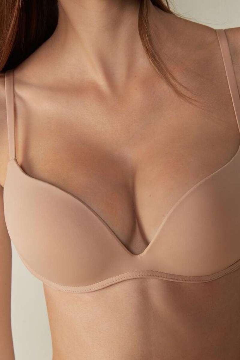 Sutiene Dama Intimissimi Gioia B Cup Microfiber Super Push-Up Bej | RO YU1355