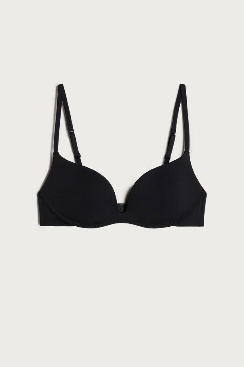 Sutiene Dama Intimissimi Gioia B Cup Microfiber Super Push-Up Negrii | RO UT1356