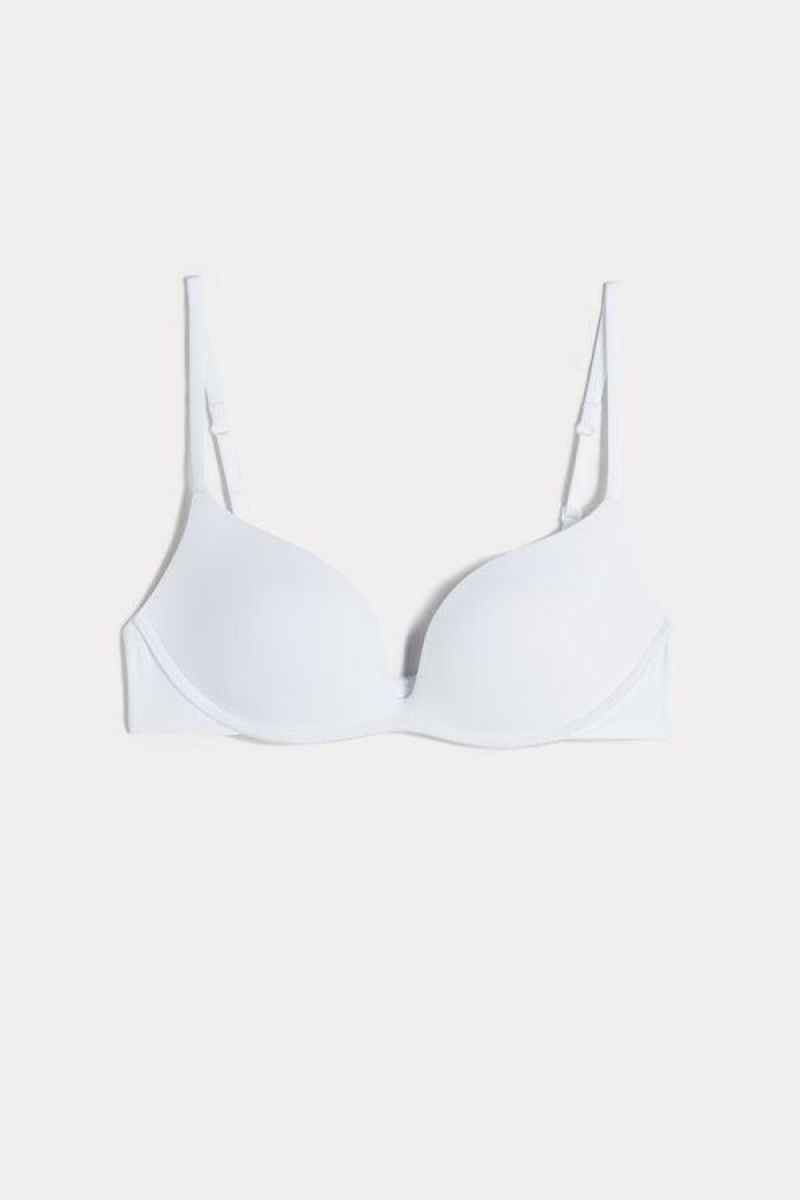 Sutiene Dama Intimissimi Gioia C-D Cup Microfiber Super Push-Up Albi | RO RW1353