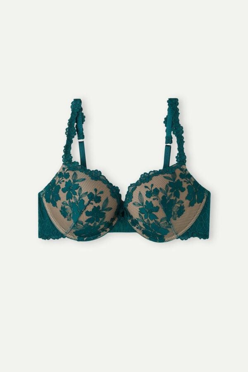 Sutiene Dama Intimissimi In Full Bloom Elettra Super Push-up Verzi | RO MA1297