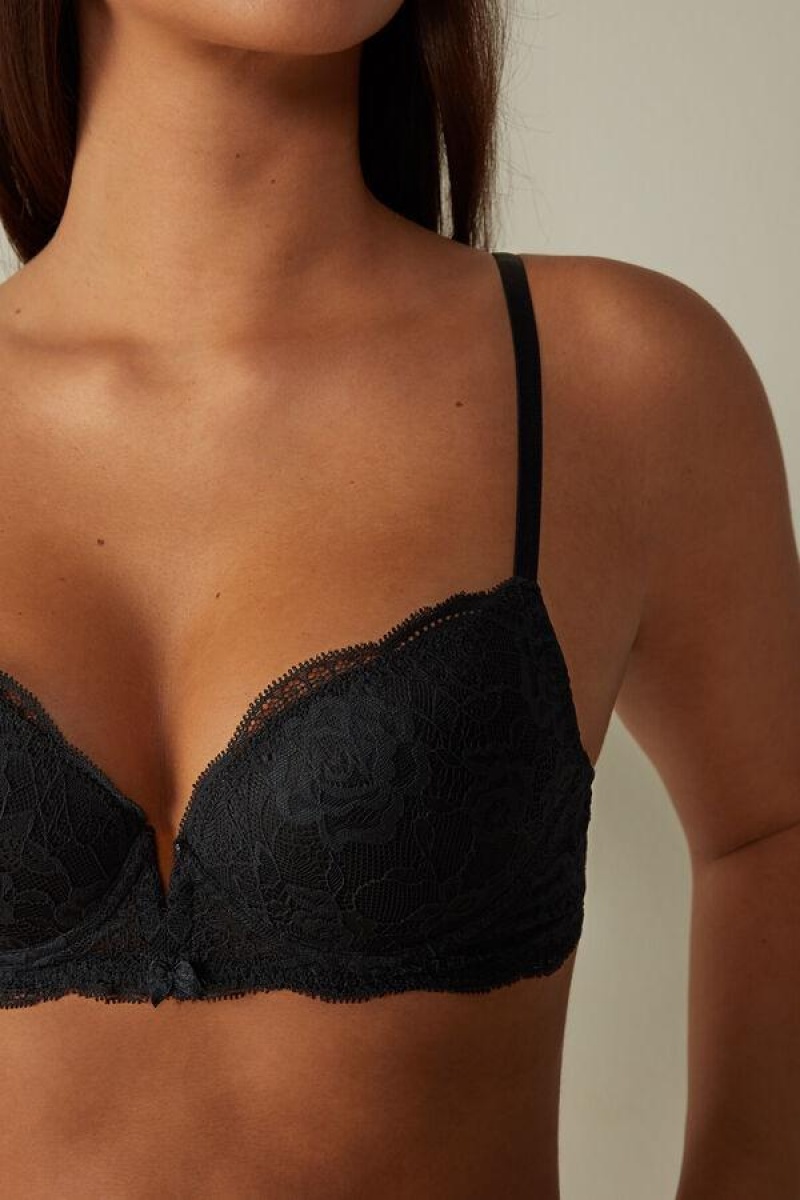 Sutiene Dama Intimissimi Mia Dantela Super Push-Up Negrii | RO FM1337