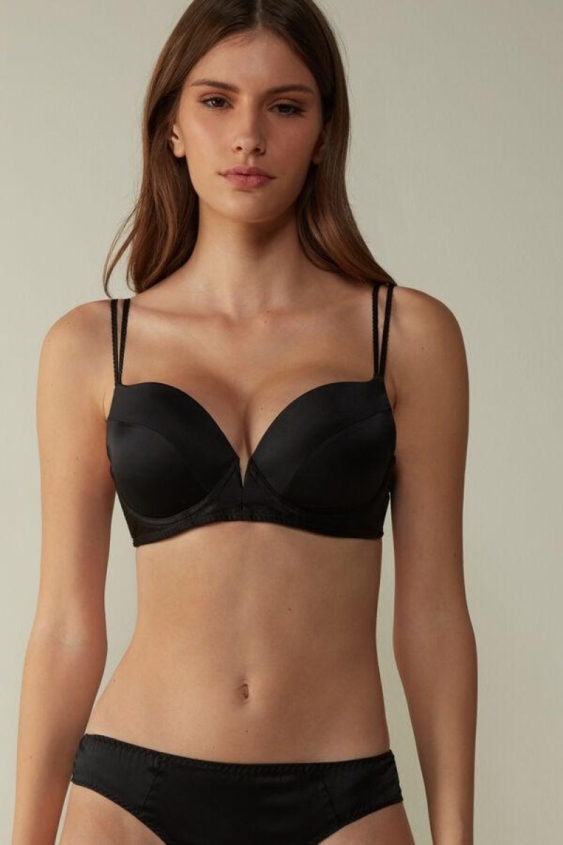 Sutiene Dama Intimissimi Mia Silk Super Push-Up Negrii | RO OR1332