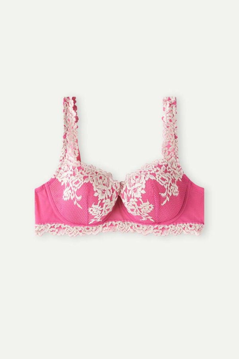 Sutiene Dama Intimissimi Pretty Flowers Sofia Balconette Roz Albi | RO AP1022