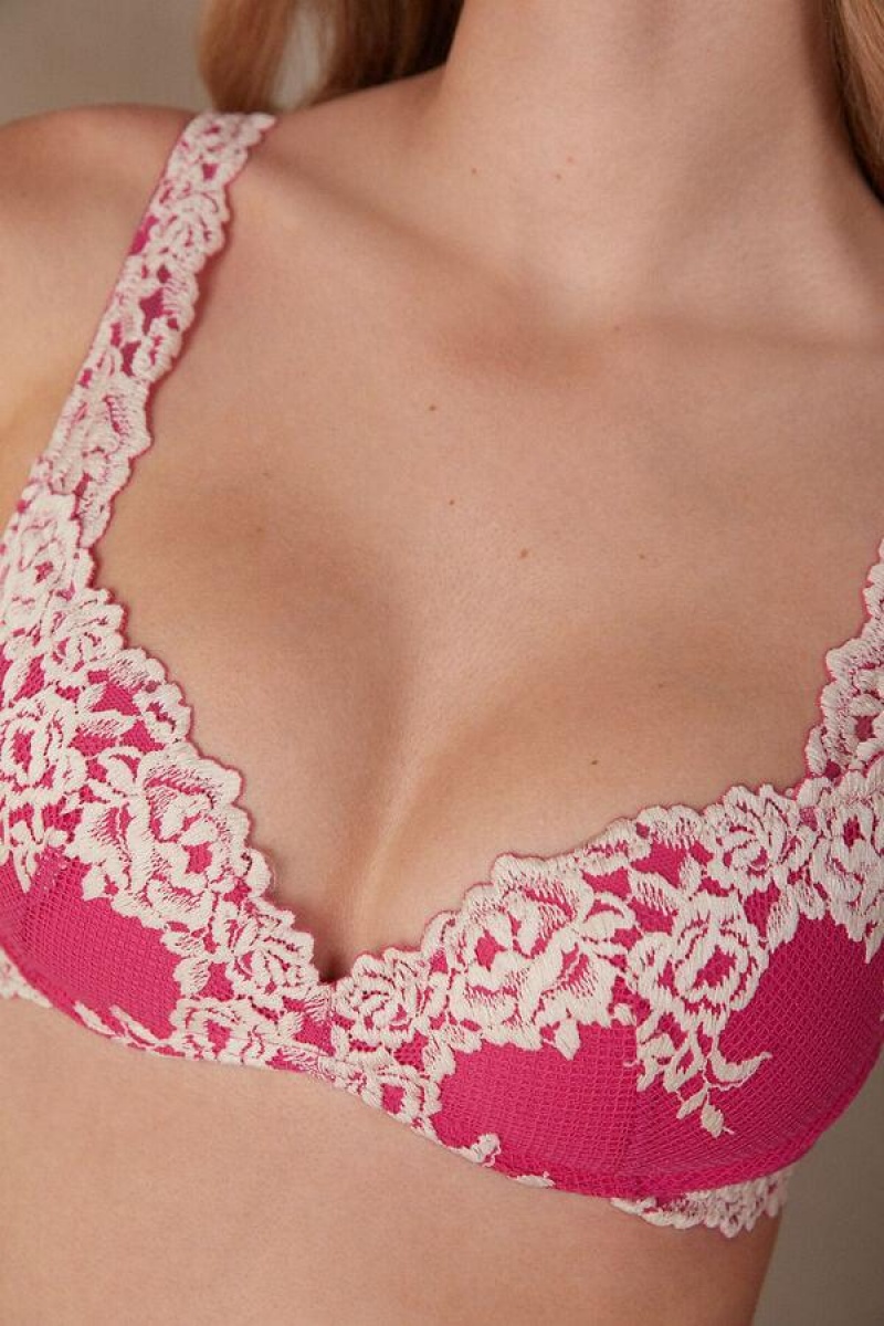 Sutiene Dama Intimissimi Pretty Flowers Gioia Super Push-up Roz Albi | RO UT1278