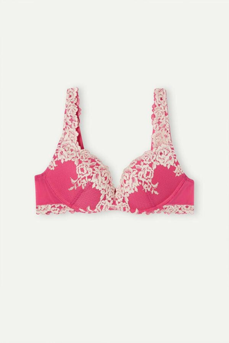 Sutiene Dama Intimissimi Pretty Flowers Gioia Super Push-up Roz Albi | RO UT1278