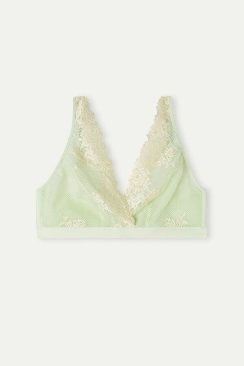 Sutiene Dama Intimissimi Pretty Flowers Lara Triangle Verzi Deschis Albi | RO ZG1395