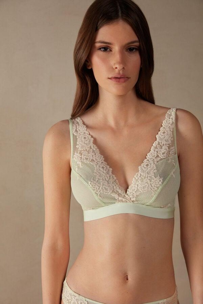 Sutiene Dama Intimissimi Pretty Flowers Lara Triangle Verzi Deschis Albi | RO ZG1395