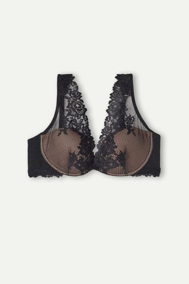 Sutiene Dama Intimissimi Pretty Flowers Elena Balconette Negrii | RO EX1040