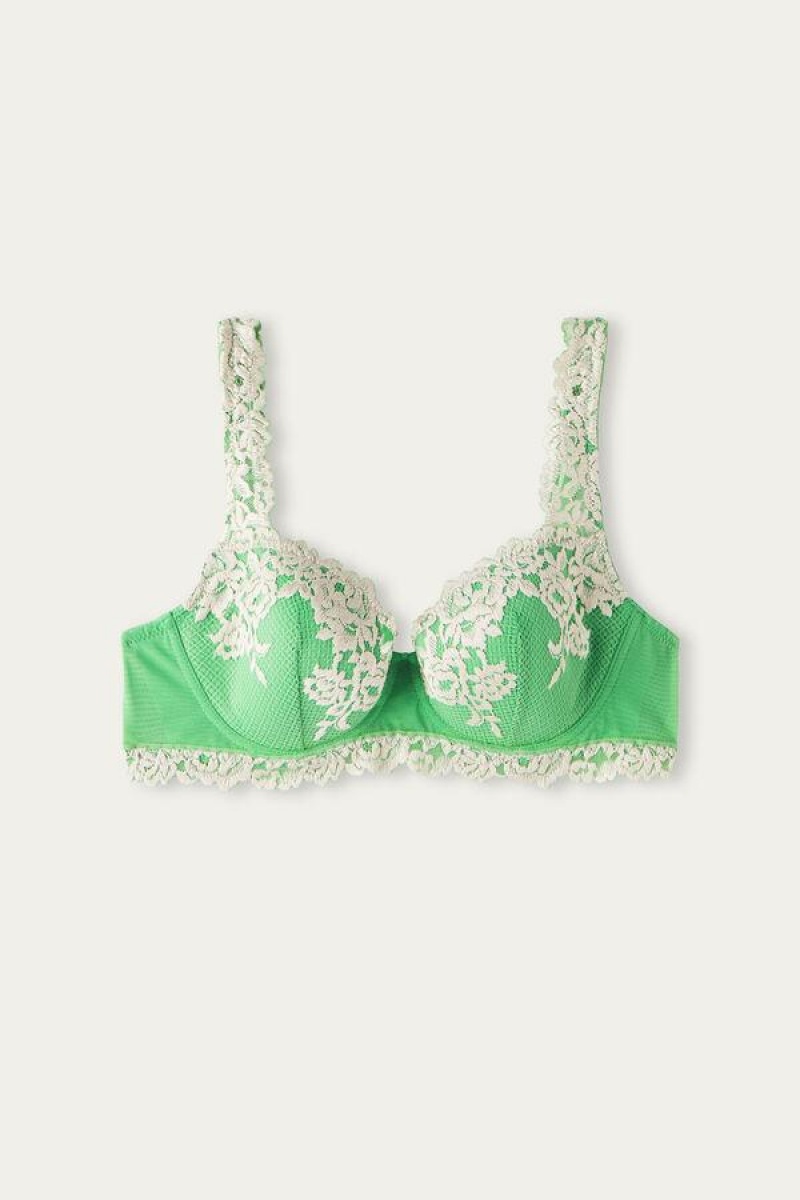 Sutiene Dama Intimissimi Pretty Flowers Sofia Balconette Verde Menta Albi | RO QZ1480