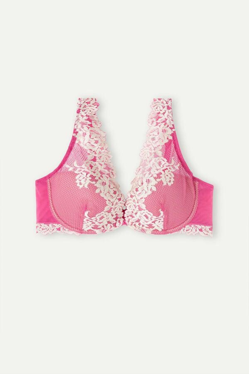 Sutiene Dama Intimissimi Pretty Flowers Elena Balconette Roz Albi | RO SO1491