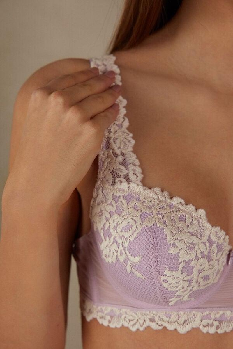 Sutiene Dama Intimissimi Pretty Flowers Sofia Balconette Violet Albi | RO LH1576