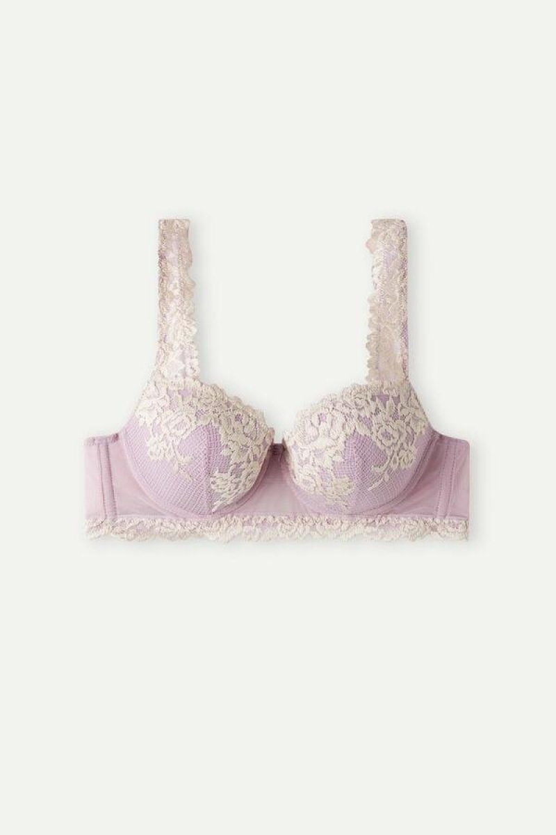 Sutiene Dama Intimissimi Pretty Flowers Sofia Balconette Violet Albi | RO LH1576