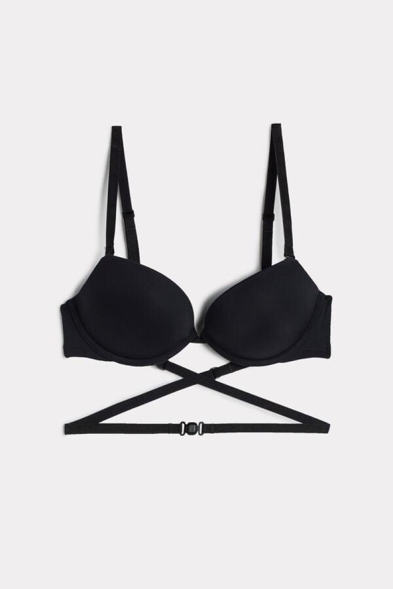 Sutiene Dama Intimissimi Silvia Multifuncțional Push-up in Microfiber Negrii | RO MA1349