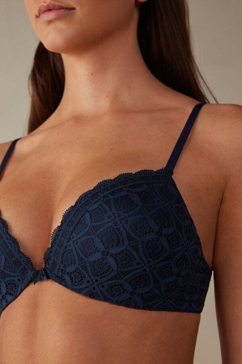 Sutiene Dama Intimissimi Silvia Push-up in Dantela Albastri | RO HK1287