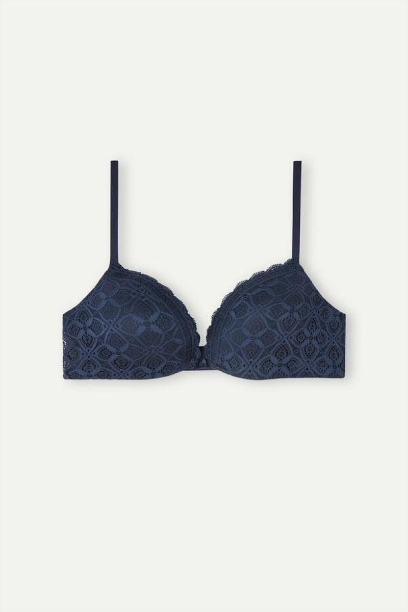 Sutiene Dama Intimissimi Silvia Push-up in Dantela Albastri | RO HK1287